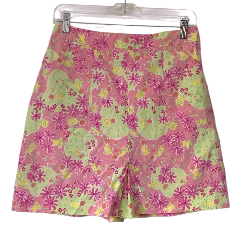 Vintage Lilly Pulitzer Pink Green Floral Skort skirt shirts size 6